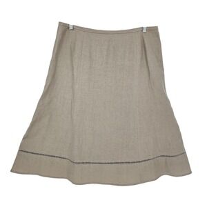 Talbots Linen A-Line Midi Skirt 14 Ladder Stitch Coastal Office Travel Resort